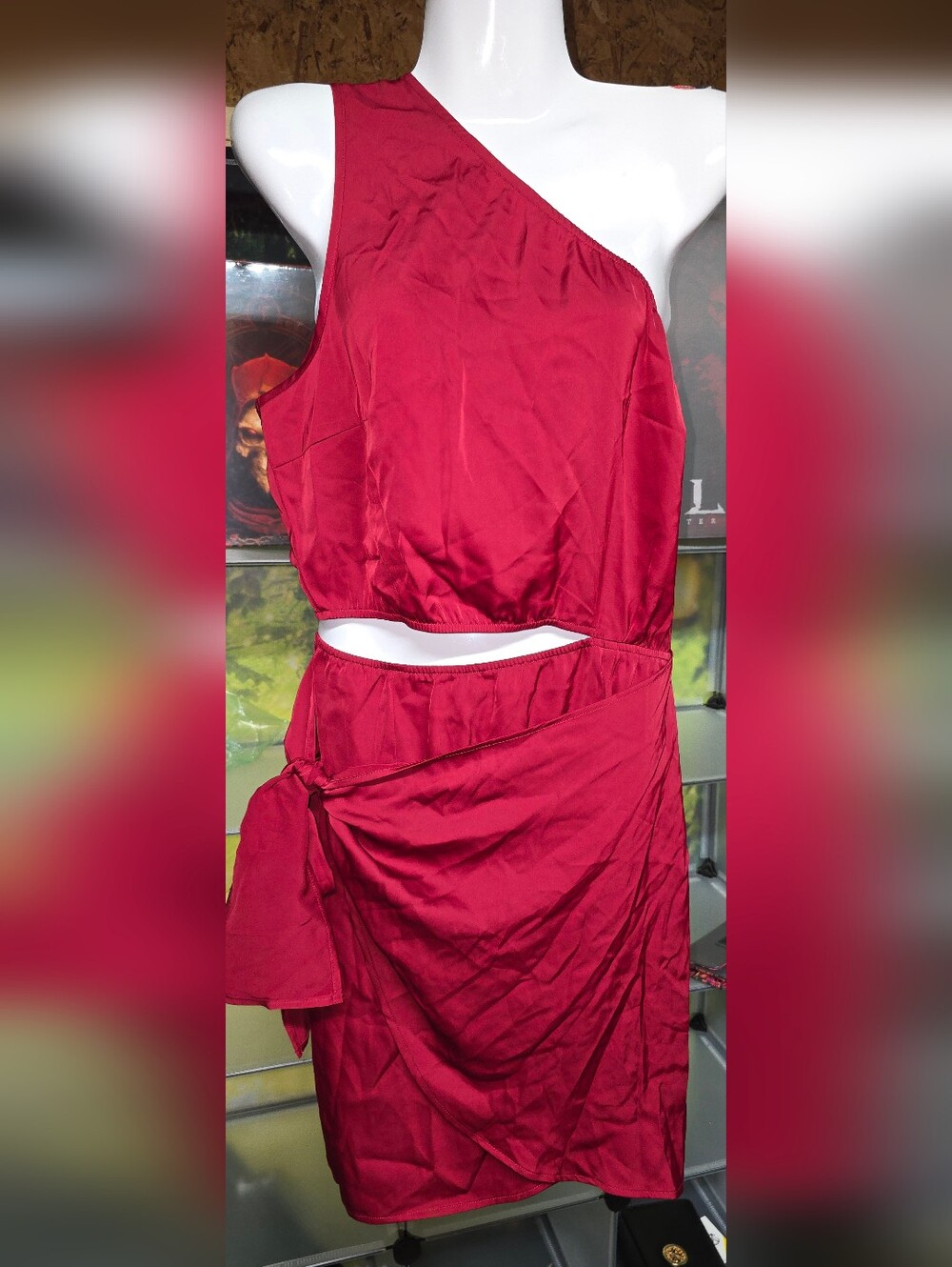 #74 Satin Cutout Dress in Deep Raspberry